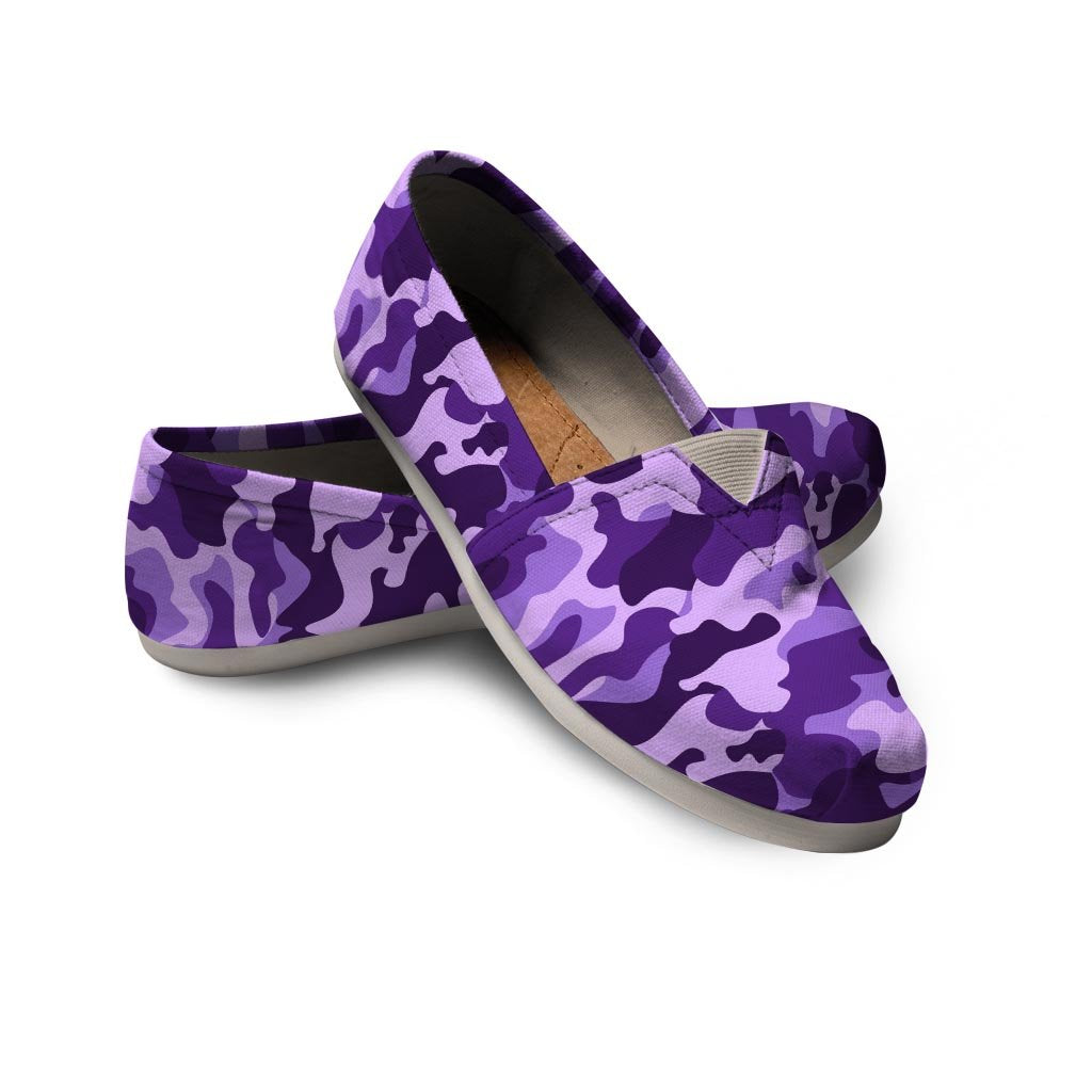 Purple Camo Print Canvas Shoes-grizzshop