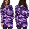 Purple Camo Print Hoodie Dress-grizzshop