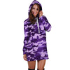 Purple Camo Print Hoodie Dress-grizzshop