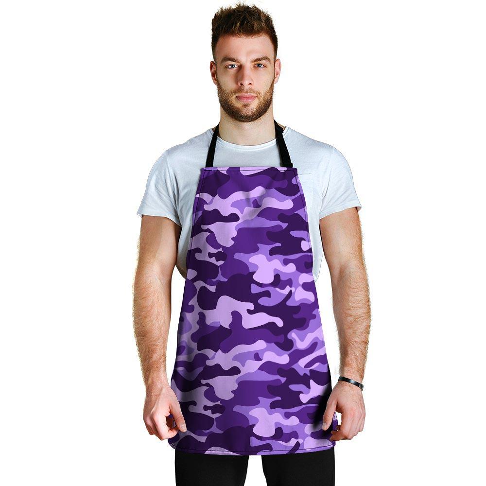 Purple Camo Print Men's Apron-grizzshop