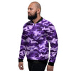 Purple Camo Print Men's Bomber Jacket-grizzshop