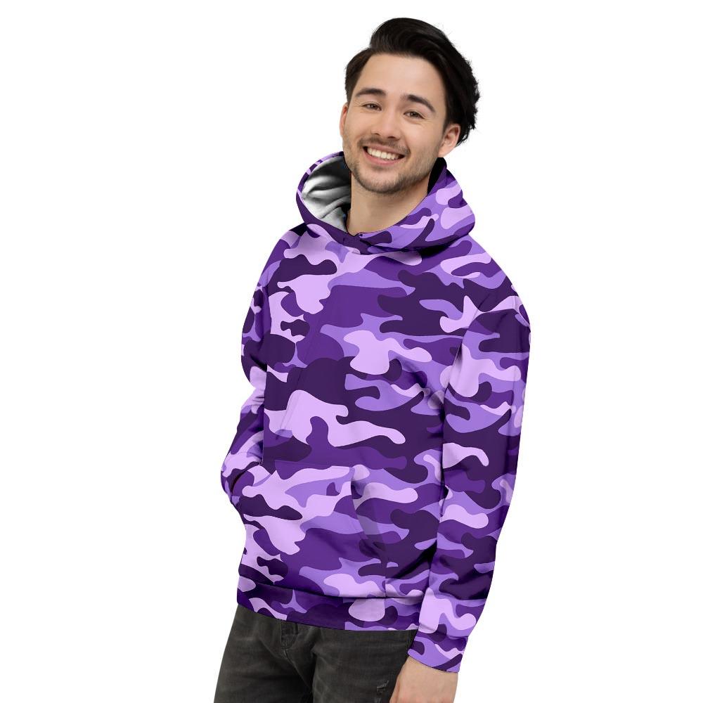 Purple Camo Print Men's Hoodie-grizzshop