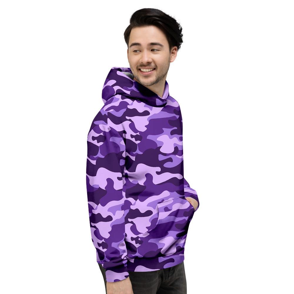 Purple Camo Print Men's Hoodie-grizzshop