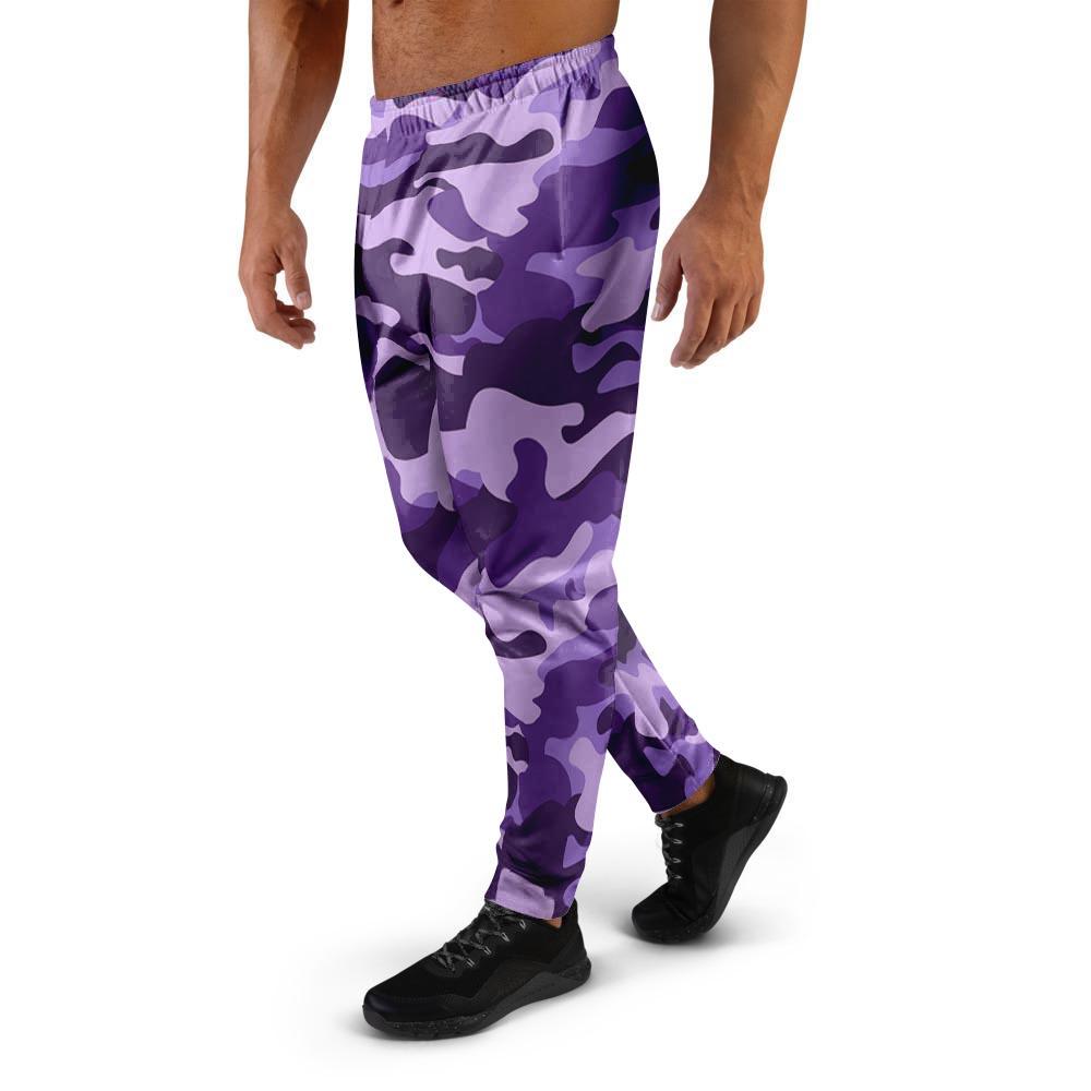 Purple Camo Print Men's Joggers-grizzshop