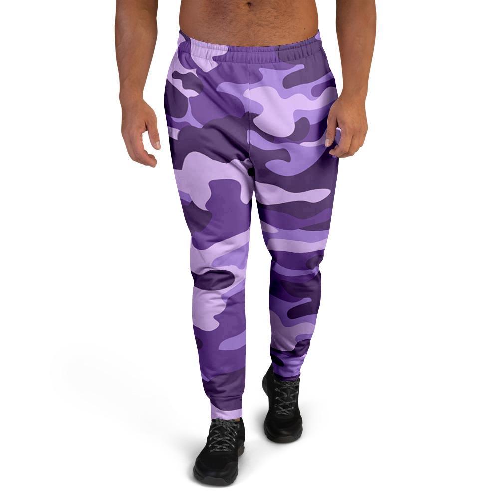 Purple Camo Print Men's Joggers-grizzshop