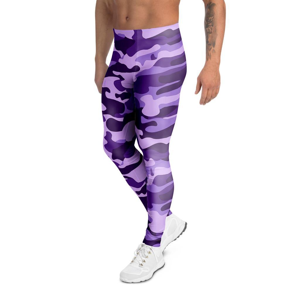 Purple Camo Print Men's Leggings-grizzshop