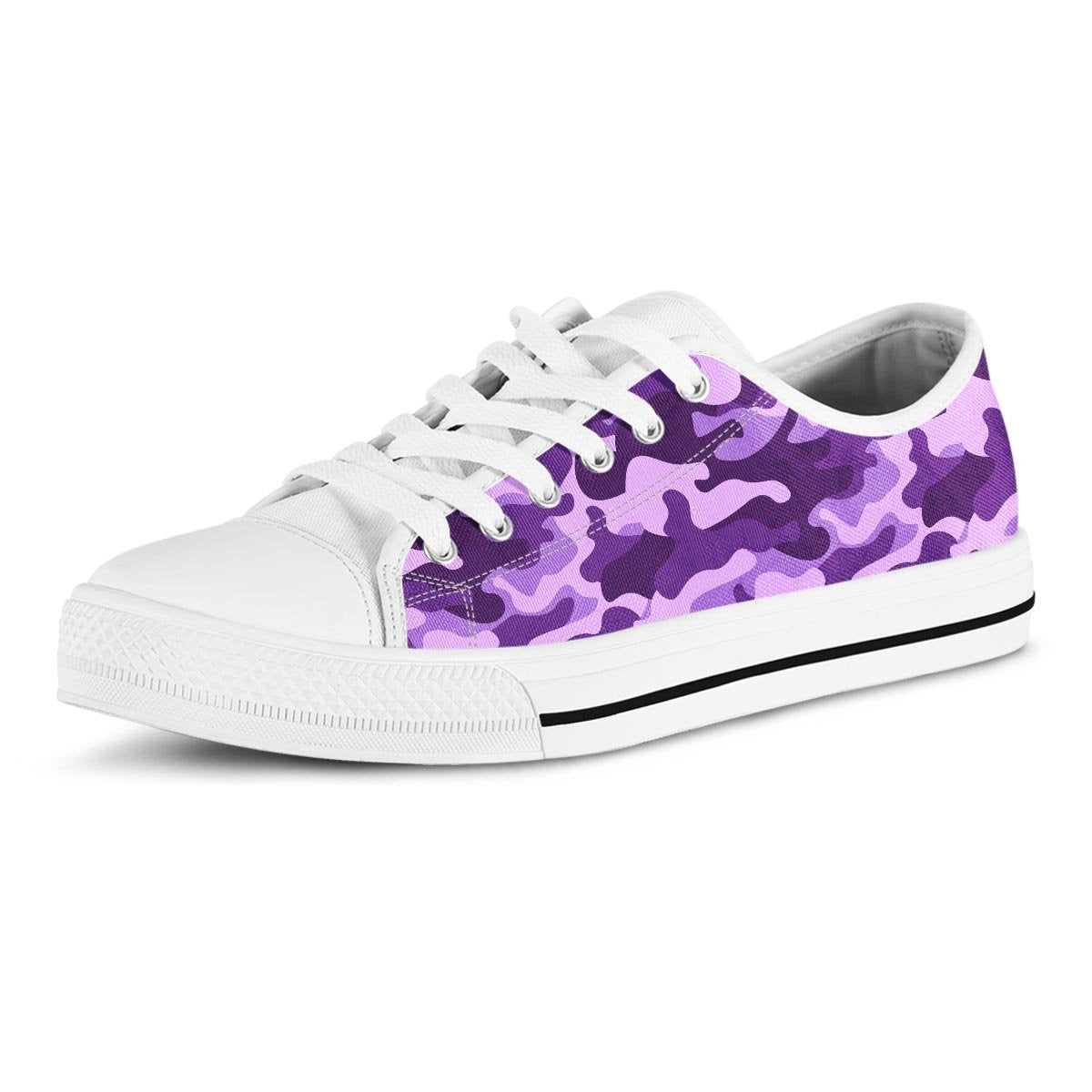 Purple Camo Print Men's Low Top Shoes-grizzshop