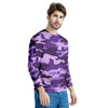 Purple Camo Print Men's Sweatshirt-grizzshop