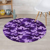 Purple Camo Print Round Rug-grizzshop