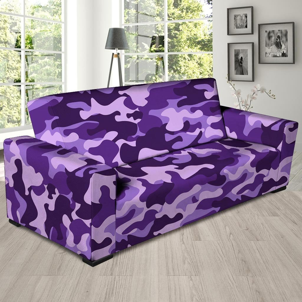 Purple Camo Print Sofa Cover-grizzshop