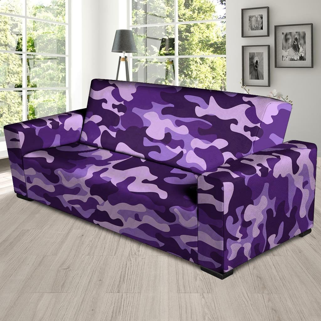 Purple Camo Print Sofa Cover-grizzshop