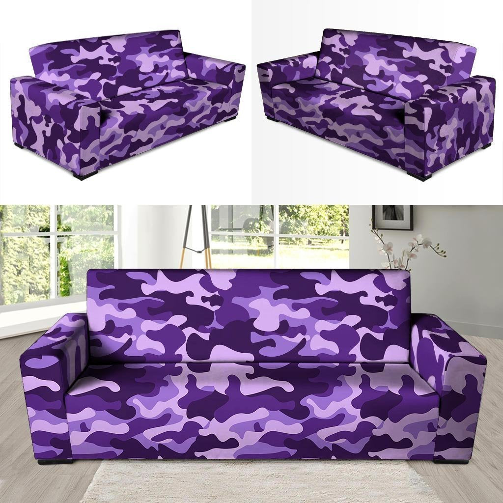 Purple Camo Print Sofa Cover-grizzshop