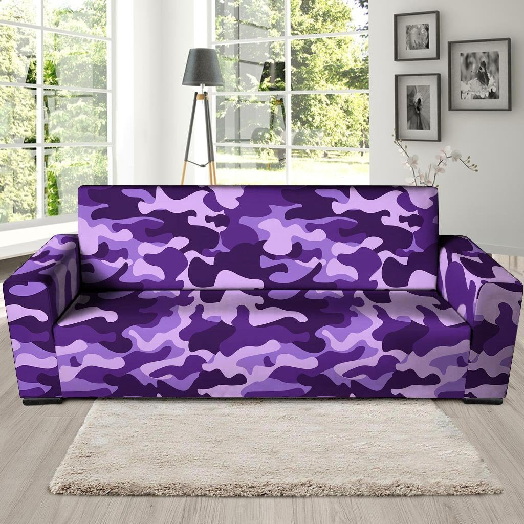 Purple Camo Print Sofa Cover-grizzshop