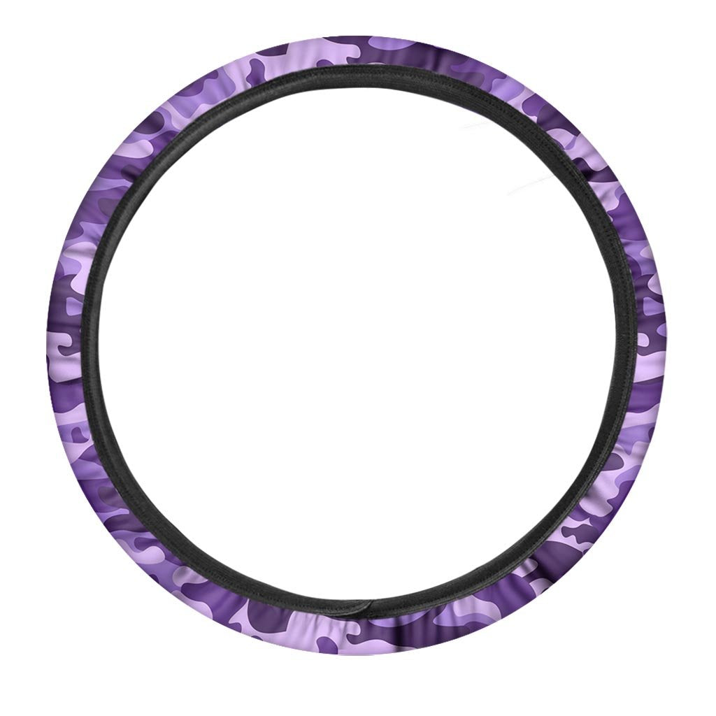 Purple Camo Print Steering Wheel Cover-grizzshop