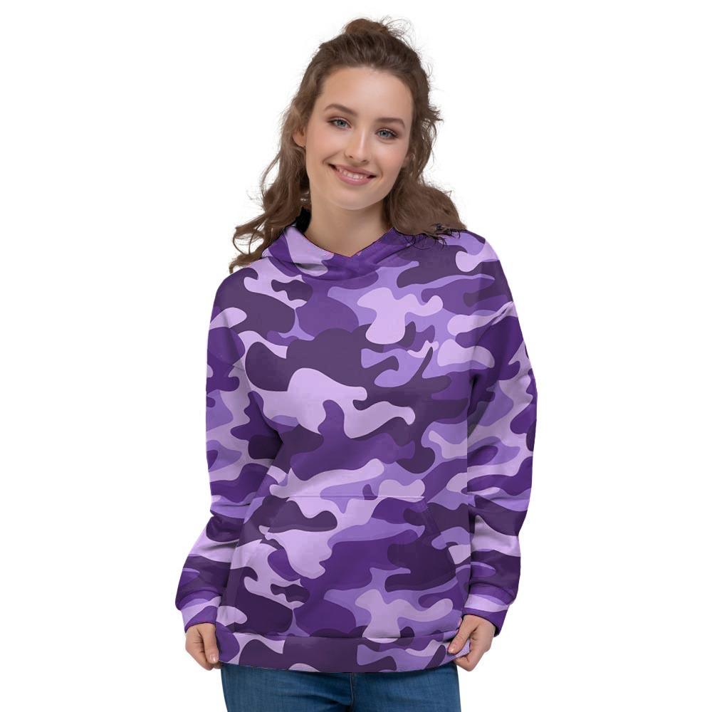 Purple Camo Print Women's Hoodie-grizzshop