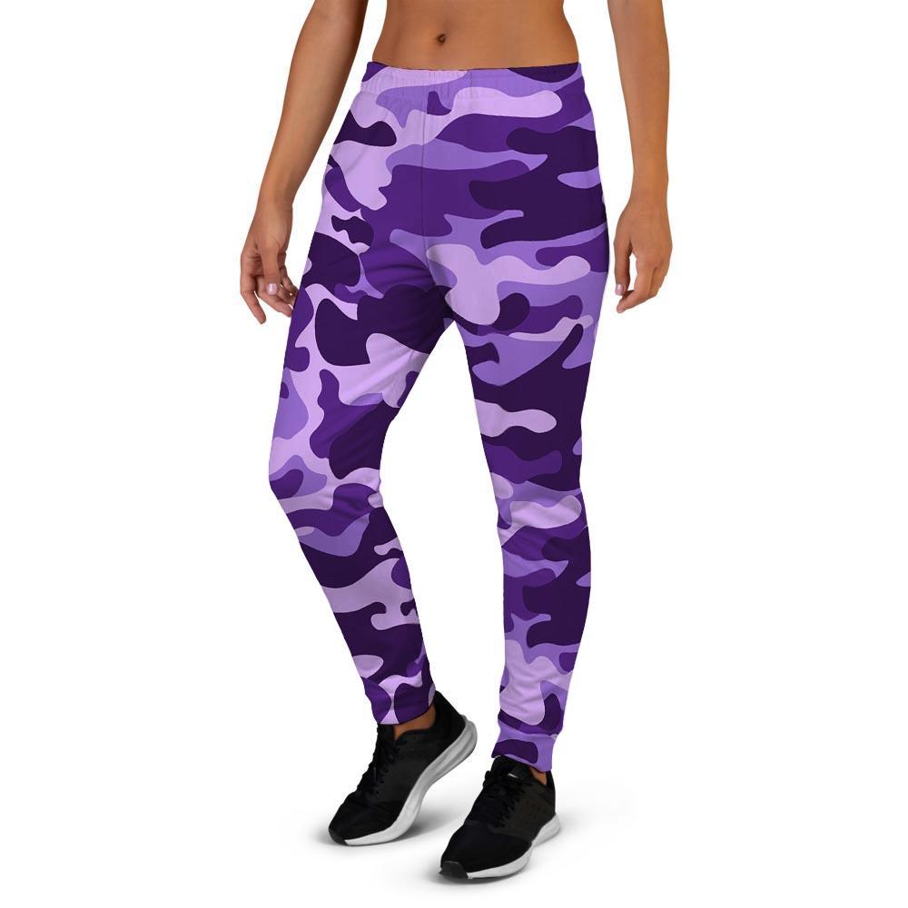 Purple Camo Print Women's Joggers-grizzshop