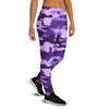 Purple Camo Print Women's Joggers-grizzshop