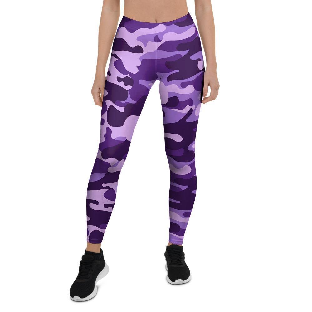 Purple Camo Print Women's Leggings-grizzshop