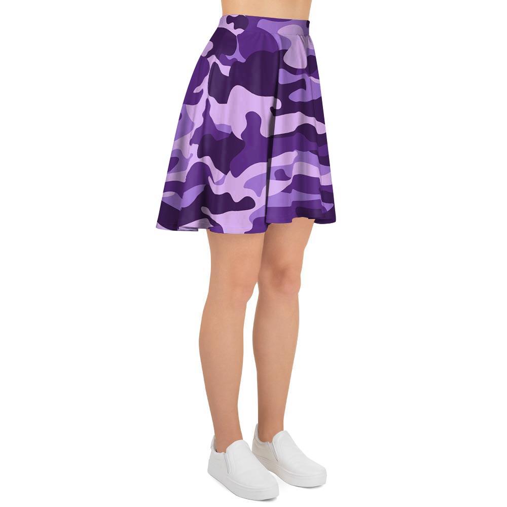 Purple Camo Print Women's Skirt-grizzshop