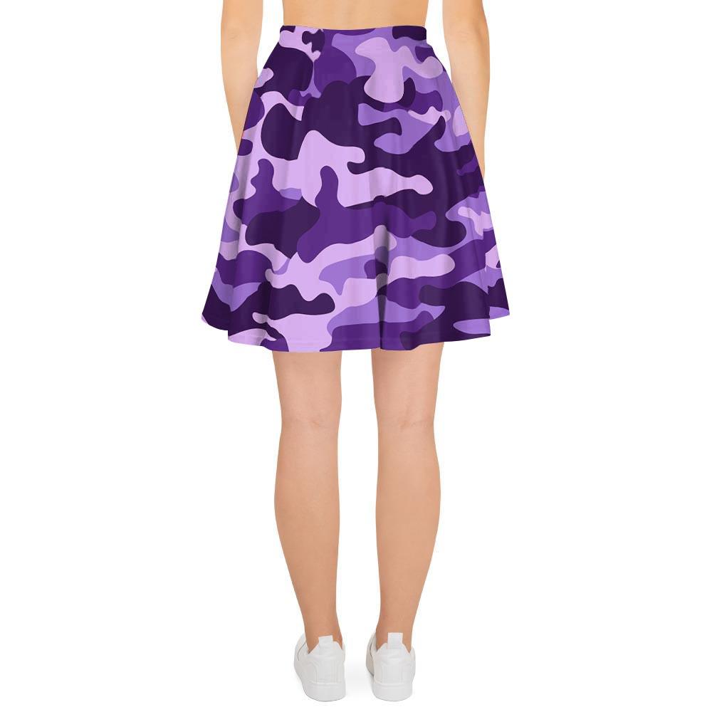 Purple Camo Print Women's Skirt-grizzshop