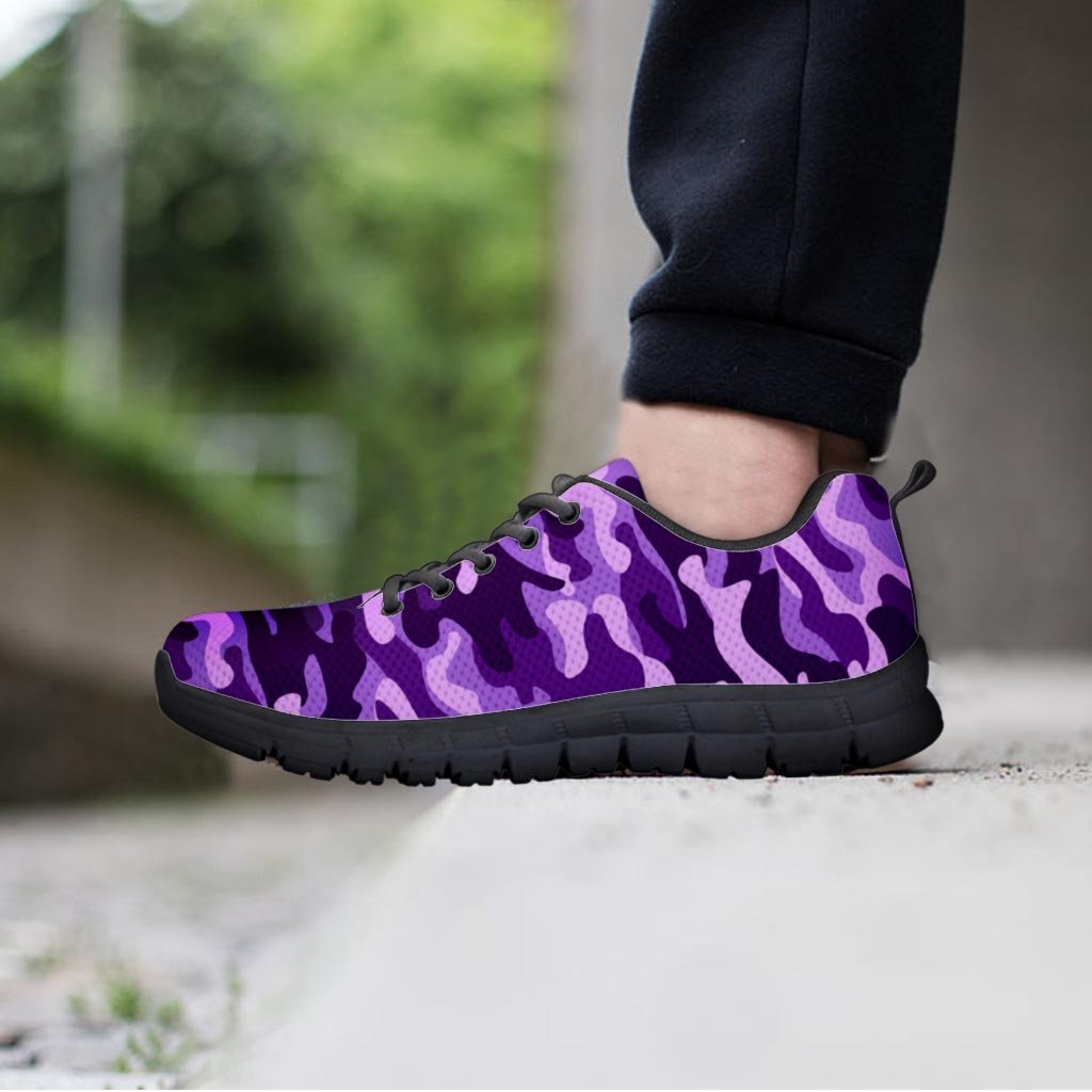 Purple Camo Print Women's Sneakers-grizzshop