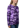 Purple Camo Print Women's Sweatshirt-grizzshop