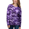 Purple Camo Print Women's Sweatshirt-grizzshop