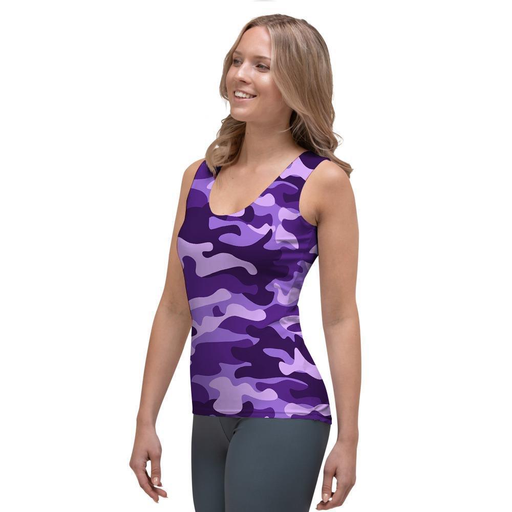 Purple Camo Print Women's Tank Top-grizzshop