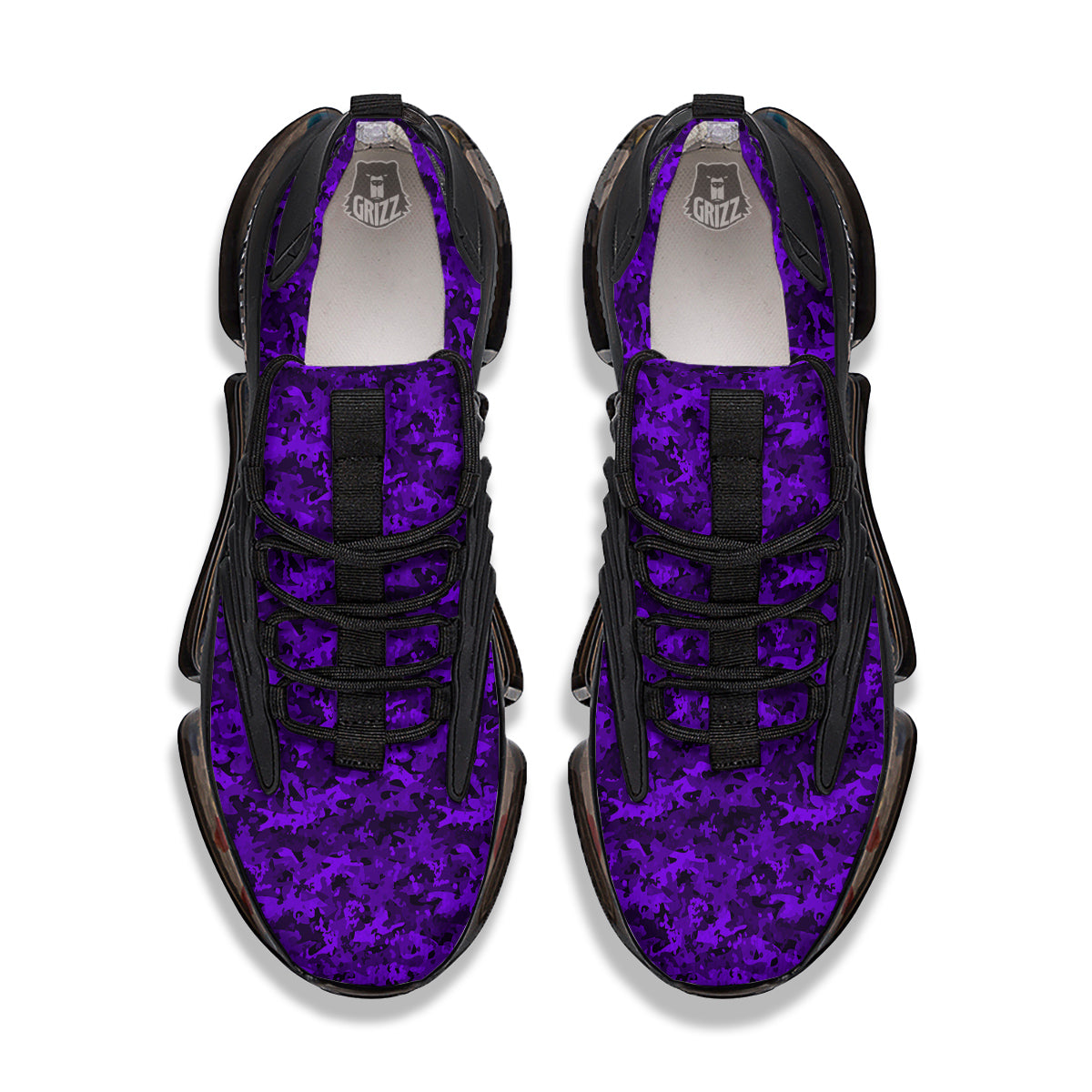 Purple Camouflage Dark Print Black Gym Shoes-grizzshop