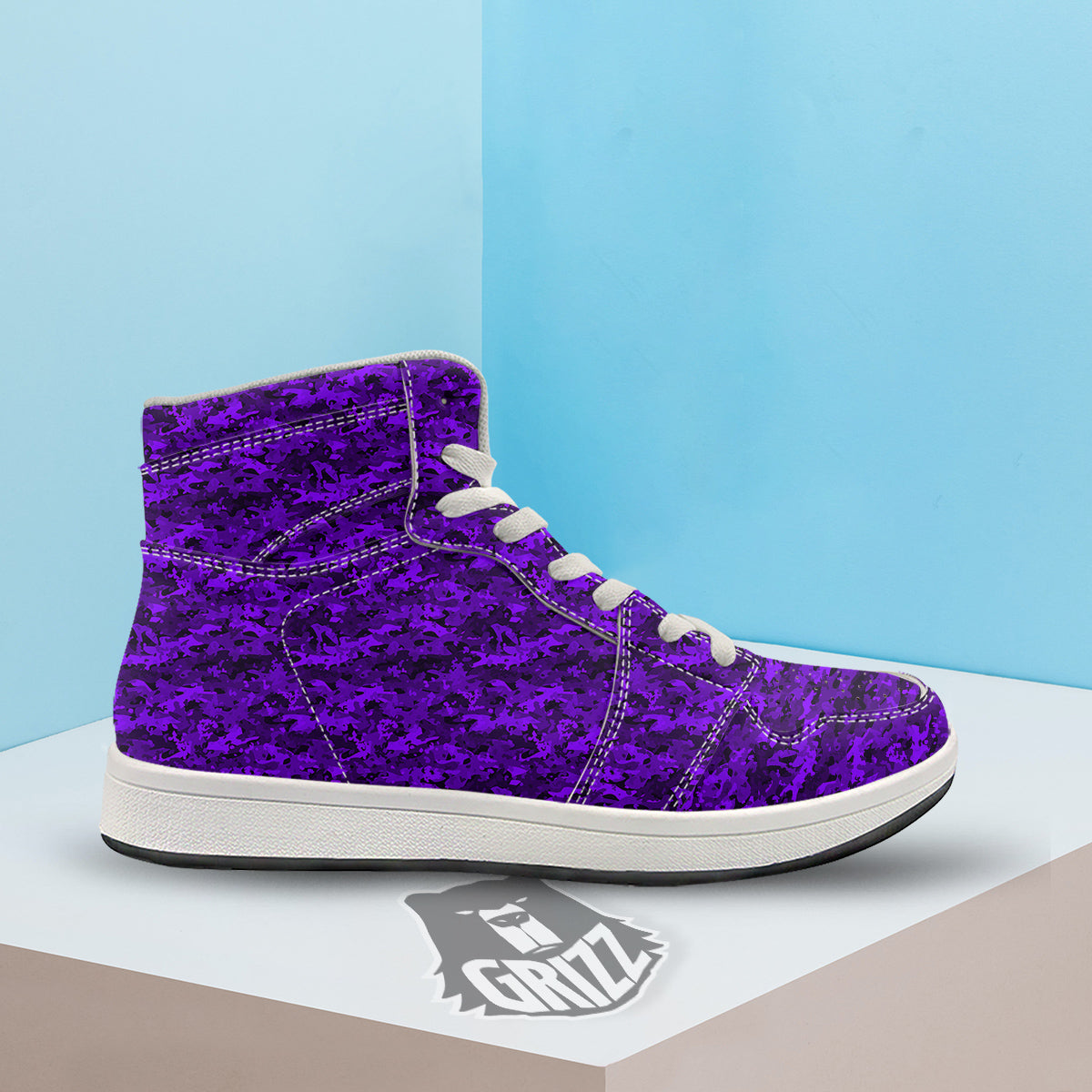 Purple Camouflage Dark Print High Top Sneakers-grizzshop