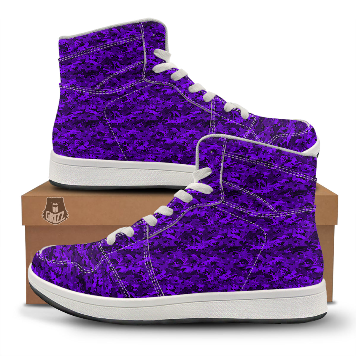 Purple Camouflage Dark Print High Top Sneakers-grizzshop