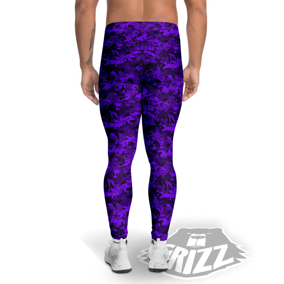 Purple Camouflage Dark Print Men's Leggings-grizzshop