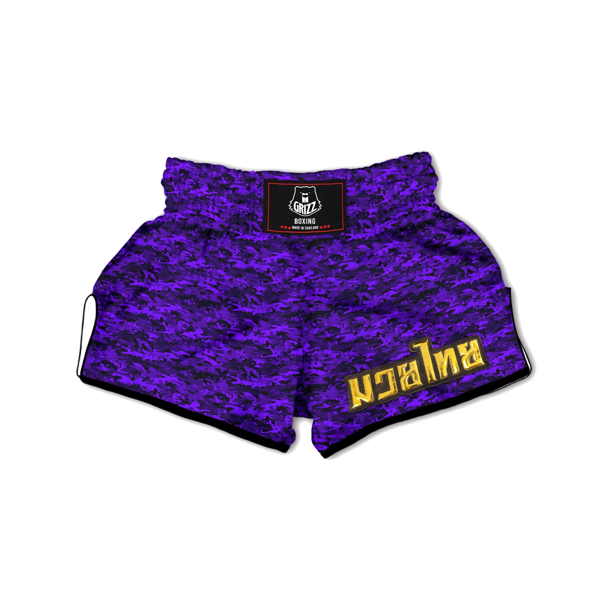 Purple Camouflage Dark Print Muay Thai Boxing Shorts-grizzshop