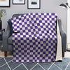 Purple Checkered Flag Print Blanket-grizzshop