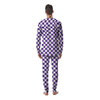 Purple Checkered Flag Print Men's Pajamas-grizzshop