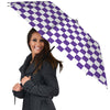 Purple Checkered Flag Print Umbrella-grizzshop