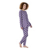 Purple Checkered Flag Print Women's Pajamas-grizzshop