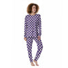 Purple Checkered Flag Print Women's Pajamas-grizzshop