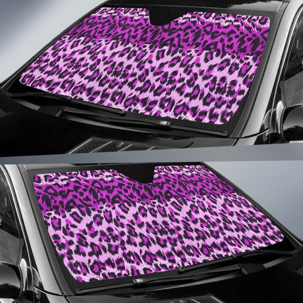 Purple Cheetah Leopard Pattern Print Car Sun Shade-grizzshop