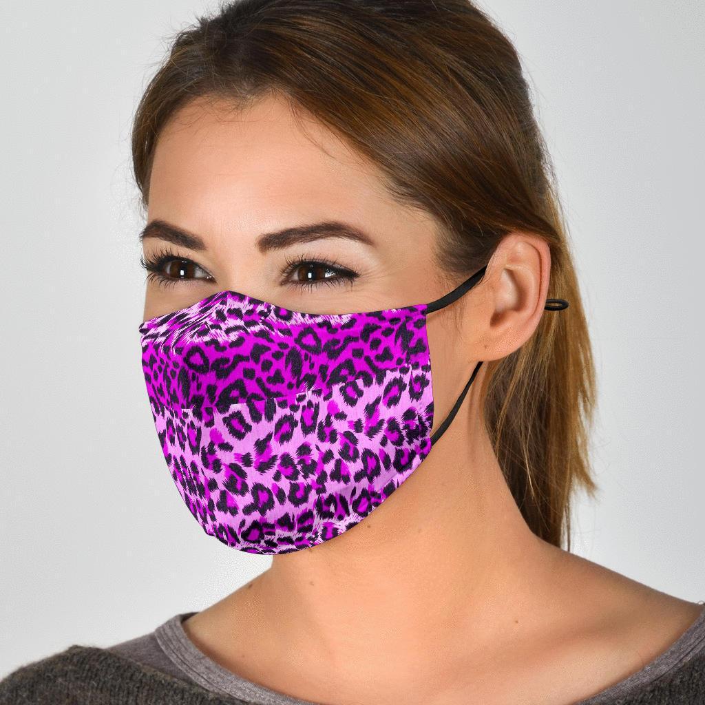 Purple Cheetah Leopard Pattern Print Face Mask-grizzshop