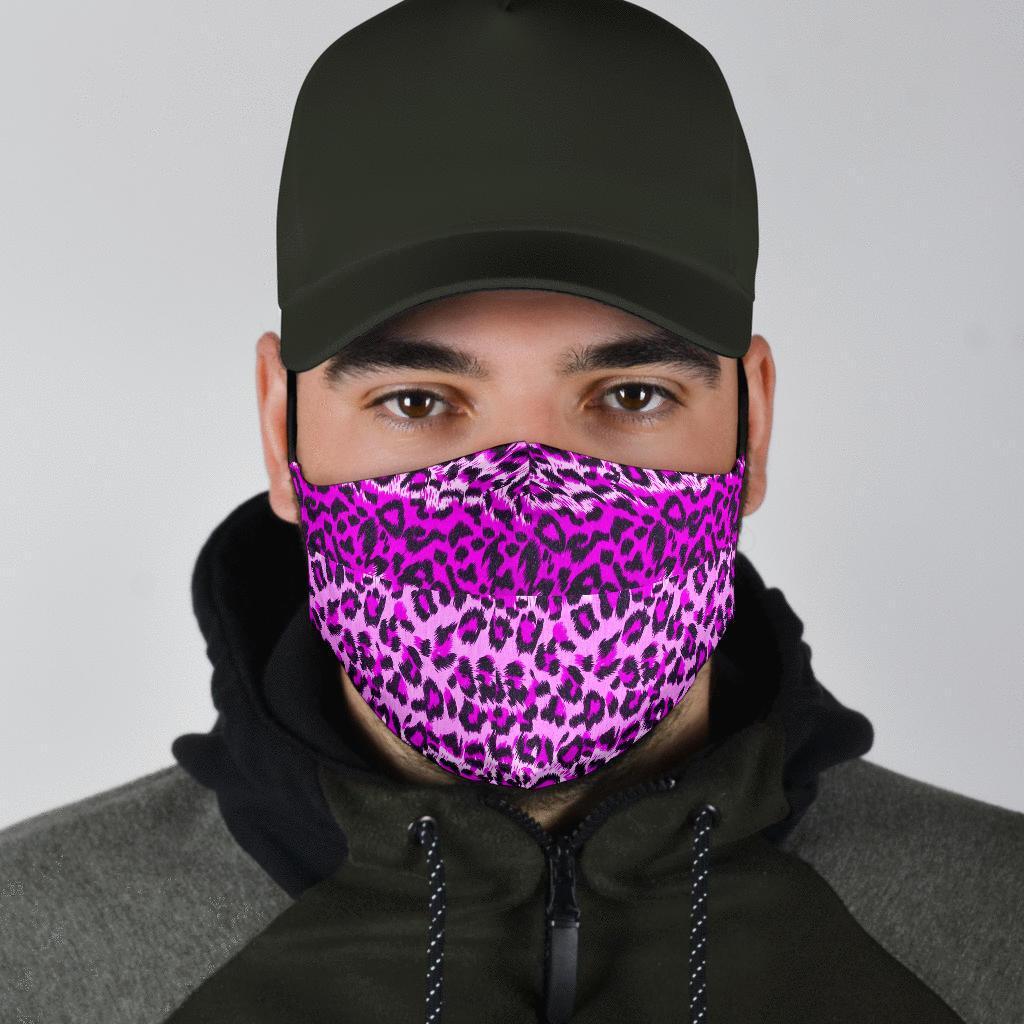 Purple Cheetah Leopard Pattern Print Face Mask-grizzshop