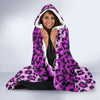 Purple Cheetah Leopard Pattern Print Hooded Blanket-grizzshop
