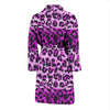 Purple Cheetah Leopard Pattern Print Men Long Robe-grizzshop