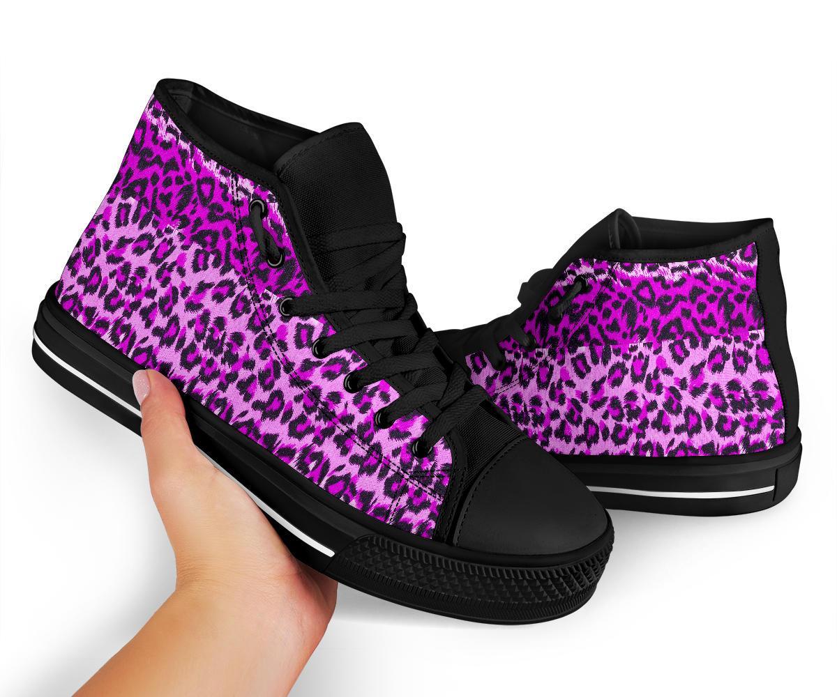 Purple Cheetah Leopard Pattern Print Men Women's High Top Shoes-grizzshop