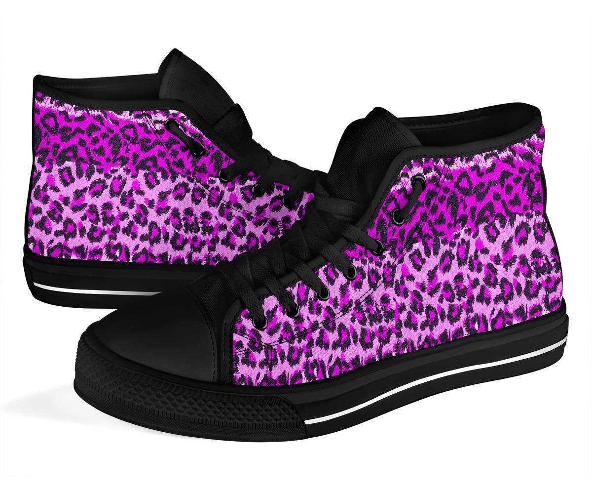 Purple Cheetah Leopard Pattern Print Men Women's High Top Shoes-grizzshop