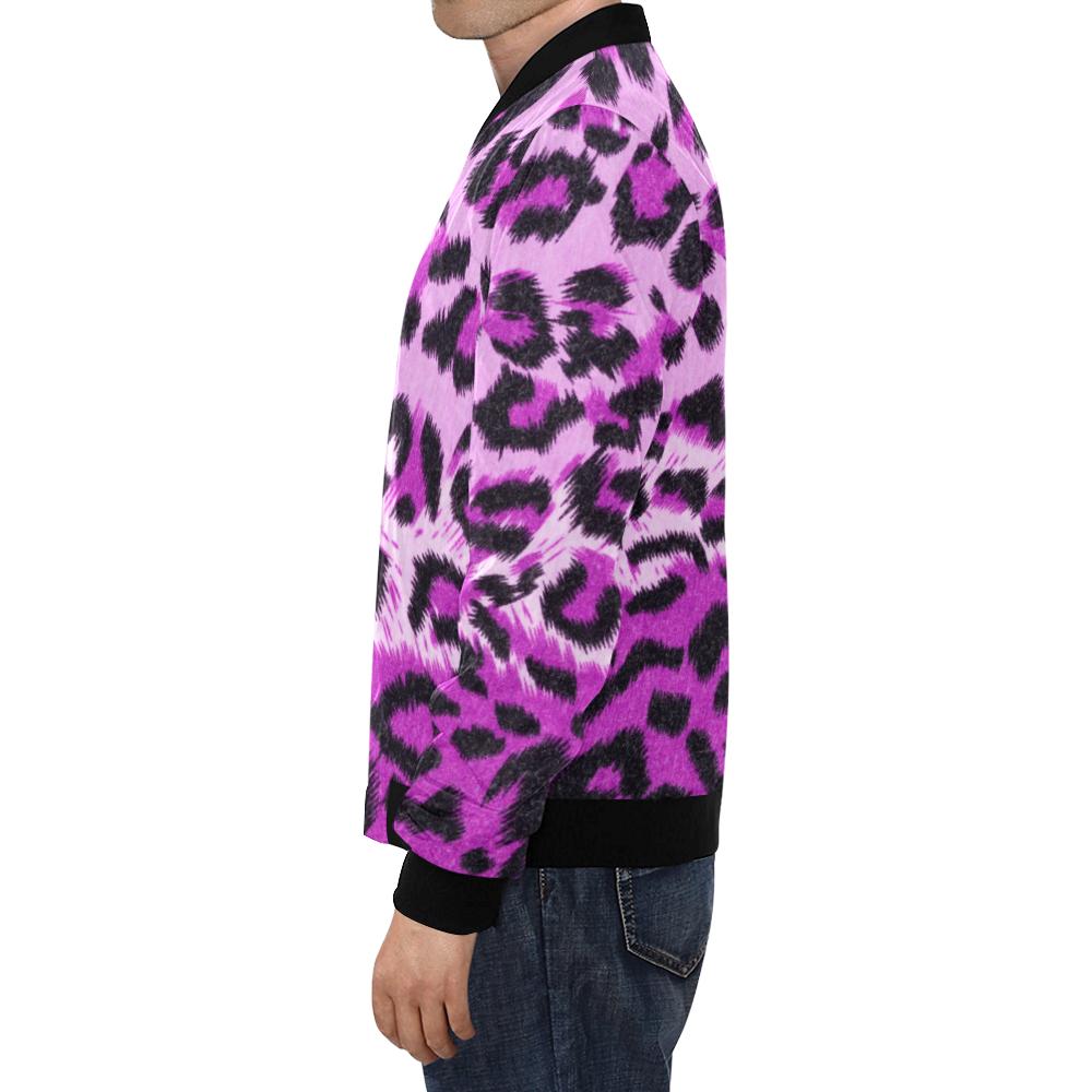 Purple Cheetah Leopard Pattern Print Men's Bomber Jacket-grizzshop