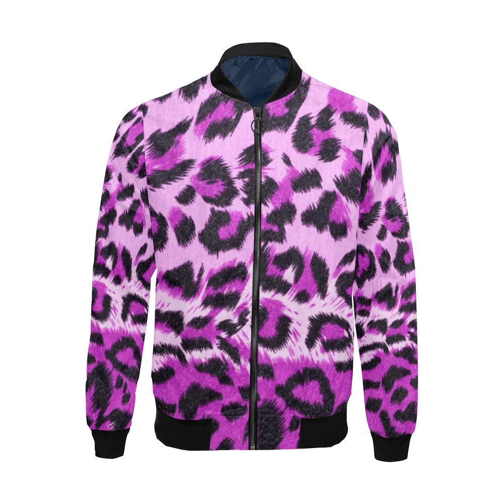 Purple Cheetah Leopard Pattern Print Men's Bomber Jacket-grizzshop