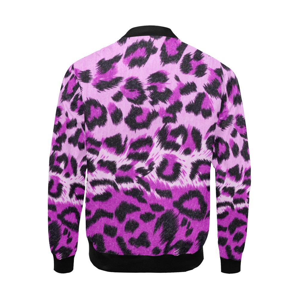 Purple Cheetah Leopard Pattern Print Men's Bomber Jacket-grizzshop