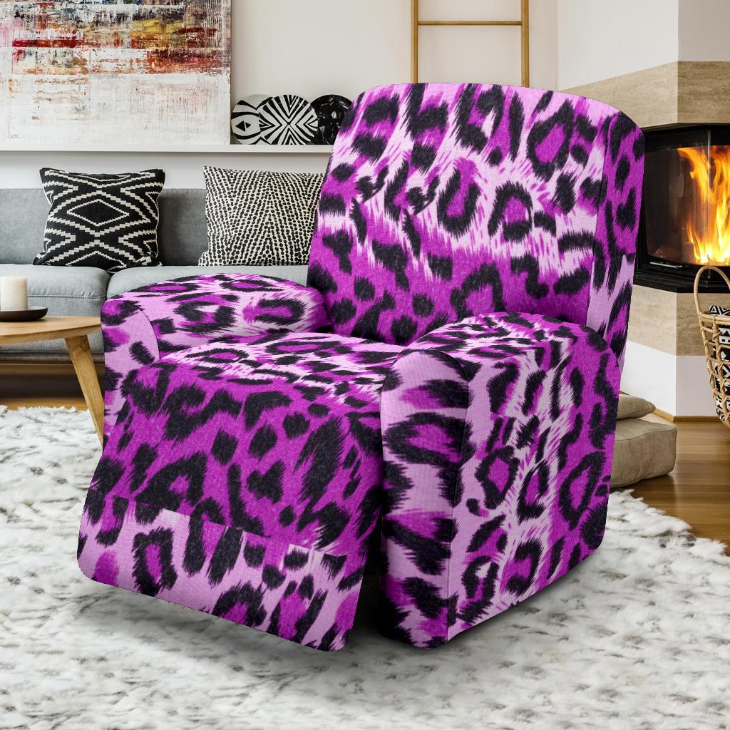 Purple Cheetah Leopard Pattern Print Recliner Cover-grizzshop