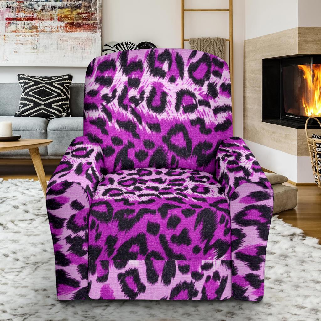 Purple Cheetah Leopard Pattern Print Recliner Cover-grizzshop